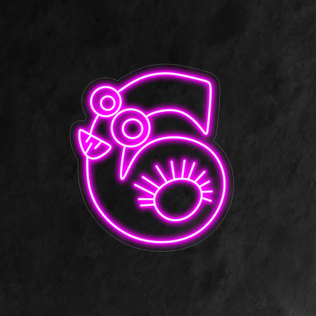 "6th Birthday Neon Sign" visar upp en leende tecknad nummer 6 med förtjusande ögon, vilket ger glädje till ett barns sjätte födelsedag.