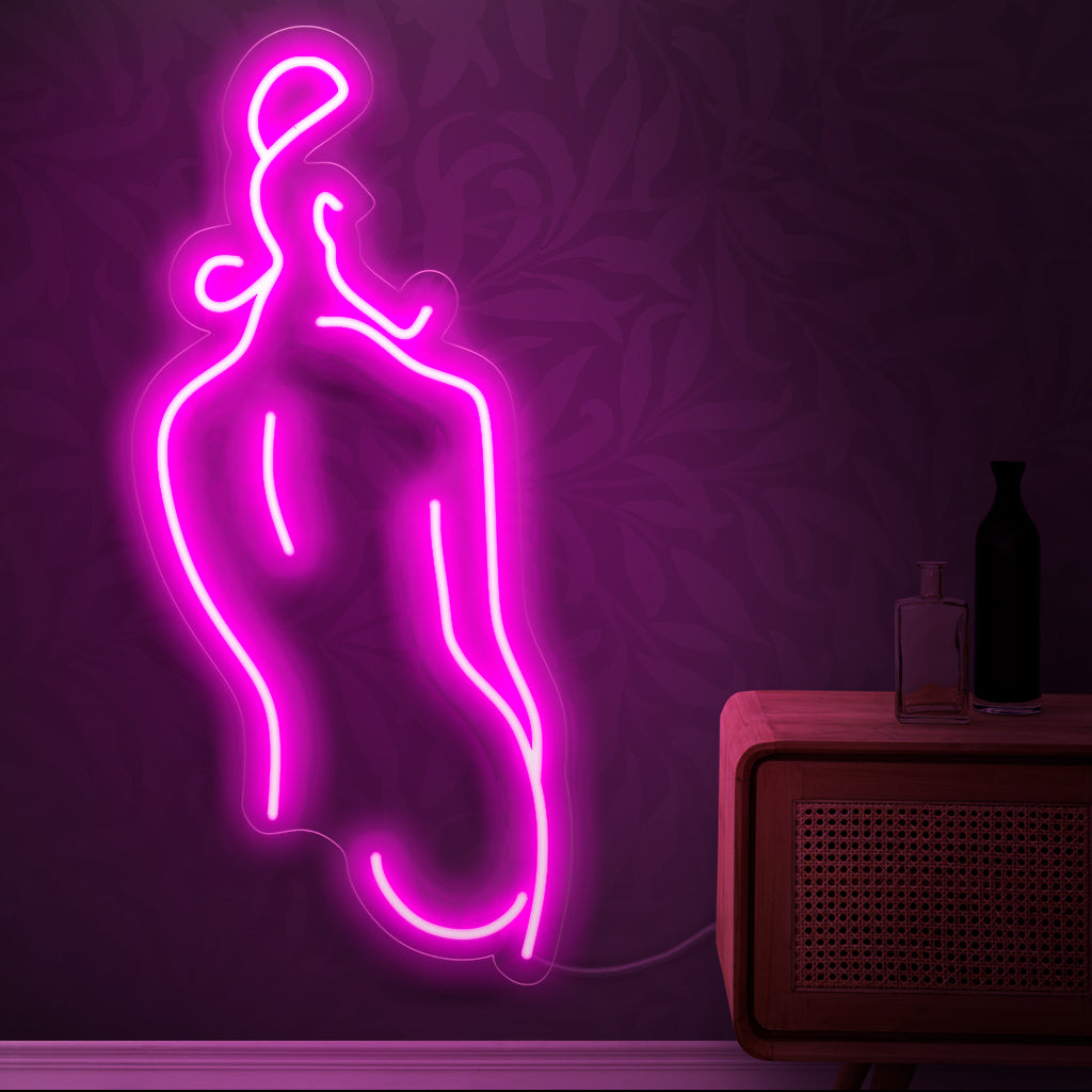 "Abstract Art Woman Silhouette Neon Sign" - Ett fascinerande neonljus som visar upp den abstrakta silhuetten av en kvinna och lägger till modern elegans till din inredning.