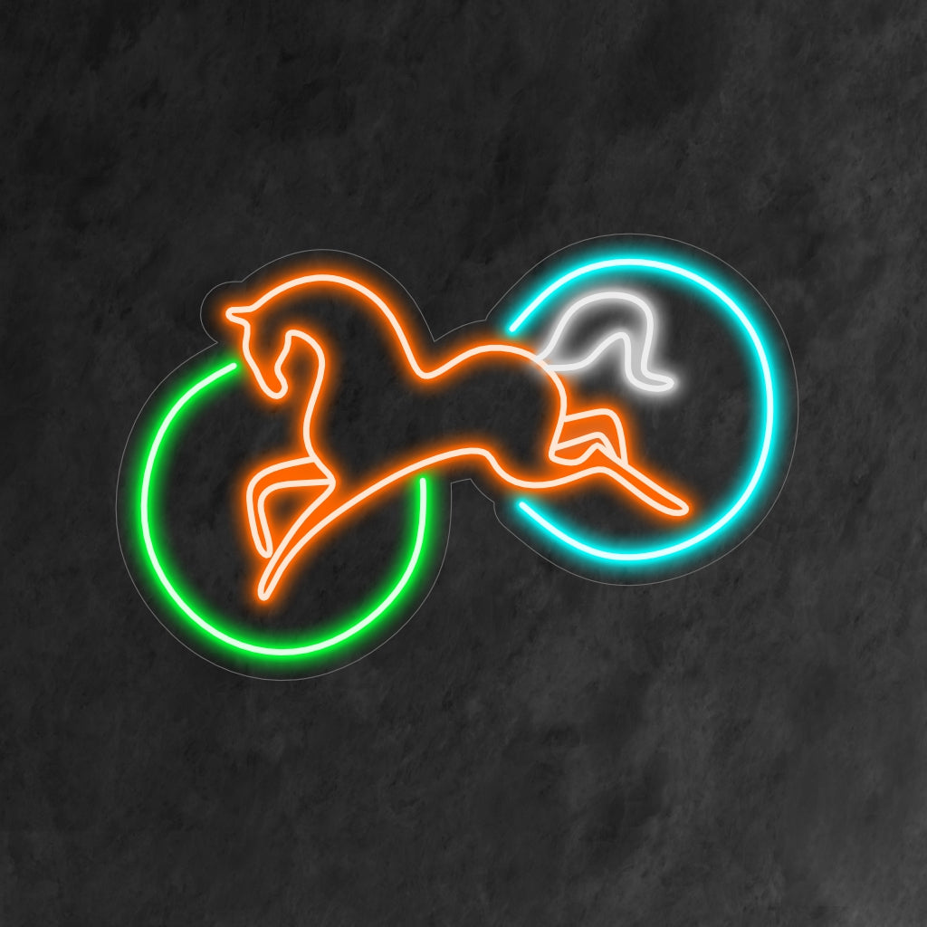 "Abstract Horse Neon Sign" erbjuder ett elegant och konstnärligt sken, perfekt för att lägga till modern stil till alla utrymmen med sin fängslande abstrakta hästdesign.