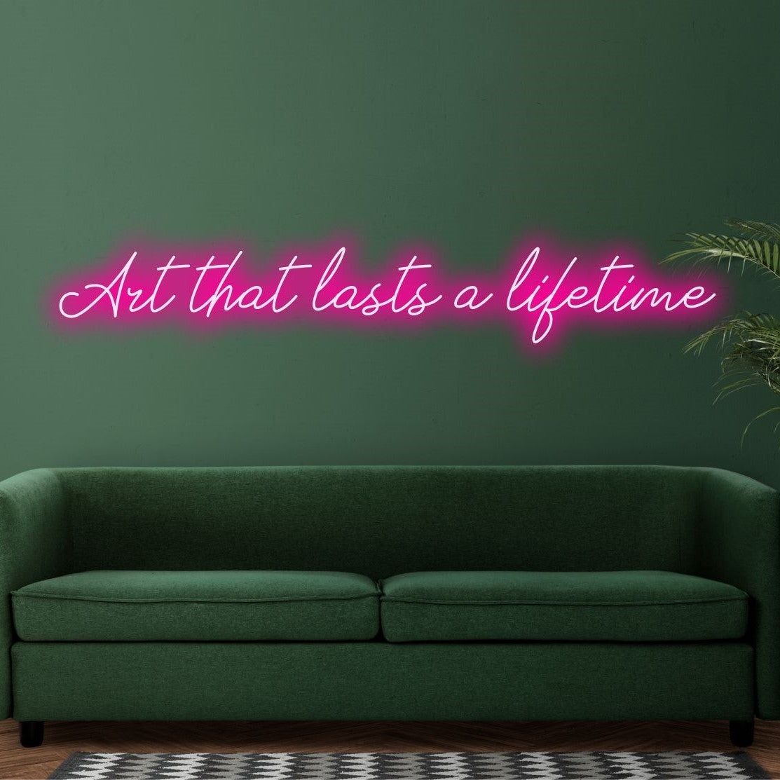 Anpassad LED-neonskylt från Art Neon, perfekt för livfull heminredning, som erbjuder en bestående konstnärlig glöd.