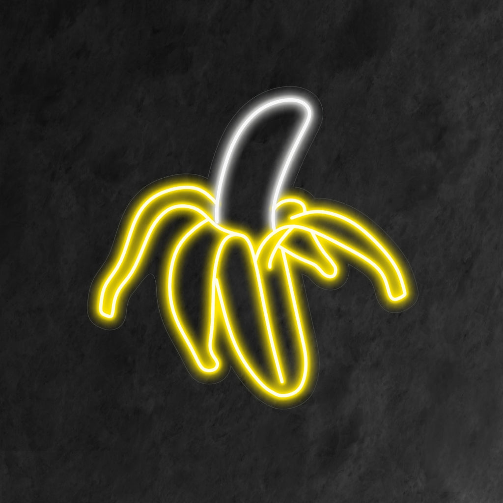 "Banana Neon Sign" - Ett lekfullt neonljus med den livfulla representationen av en banan, som ingjuter nyckfullhet och en tropisk atmosfär i ditt vardagsrum.