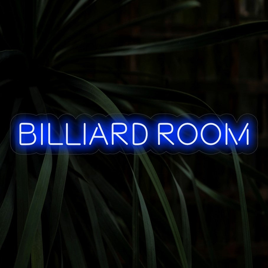 "Billiard Room Neon Sign" - Ett klassiskt neonljus med orden "Billiard Room", som ingjuter sofistikering och underhållning i ditt spelrum eller biljardområde.