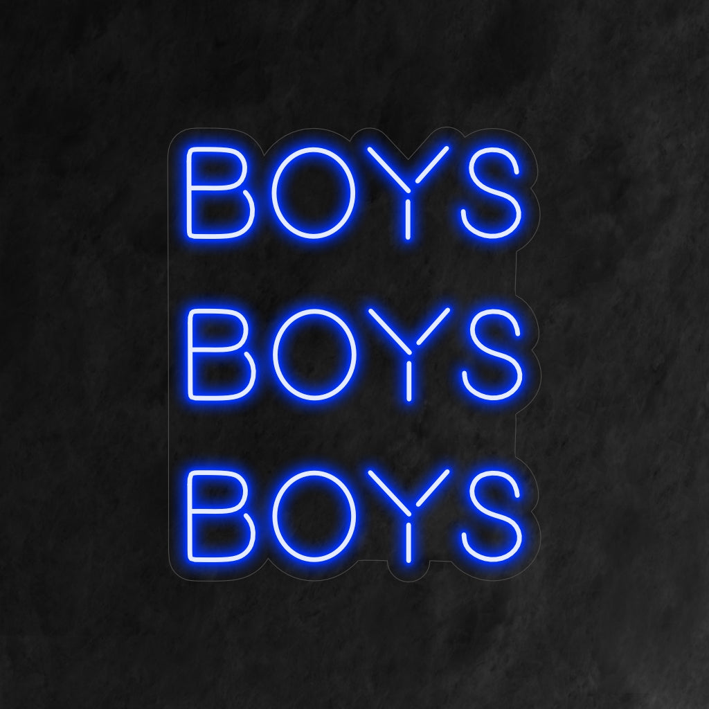"Boys Boys Boys Neon Sign" - Ett lekfullt neonljus med ett livligt och celebert budskap, som ingjuter nöje och spänning i ditt underhållnings- eller festutrymme.