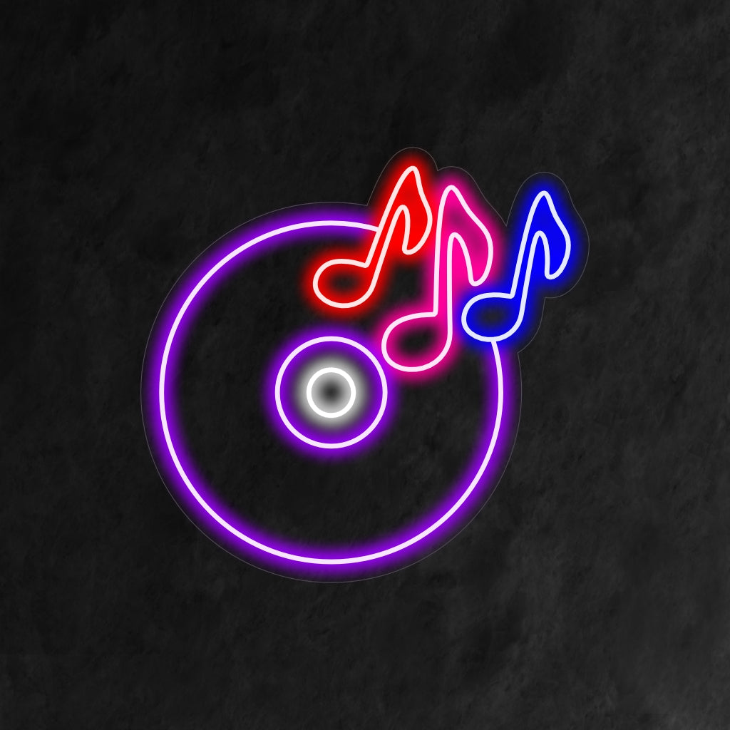 "CD With Musical Notes Neon Sign" är ett musikaliskt och levande tillägg till din interiör med musiktema. Ett neonljus som hyllar den tidlösa CD-eran.