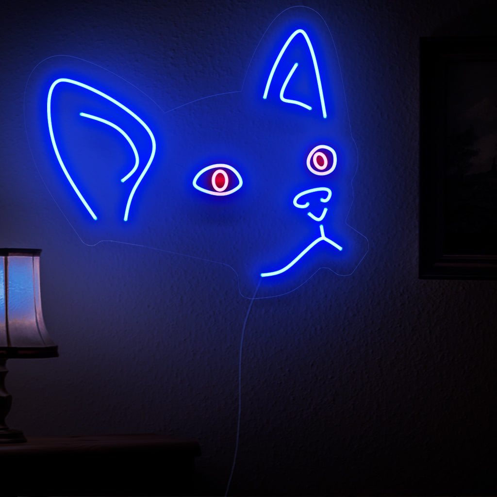 "Cat Neon Sign" ��� Ett nyckfullt och konstnärligt neonljus som visar upp en lekfull kattsiluett, vilket ger charm och värme till din kattvänliga interiör.