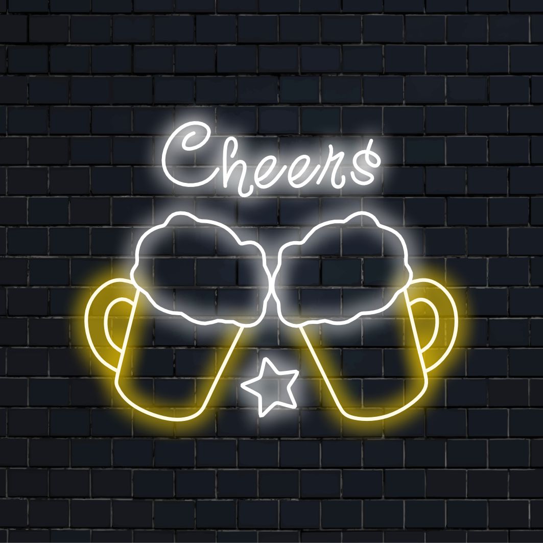 "Cheers Draft Beer Neon Sign" är ett uppfriskande och inbjudande tillägg till din barinteriör. Ett neonljus som lyfter fram nöjet att njuta av fatöl.