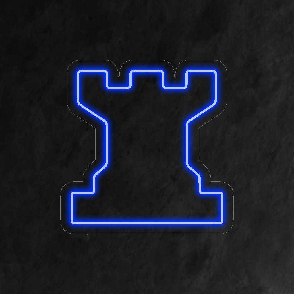 "Chess Rook Neon Sign" ��� Ett djärvt och strategiskt neonljus som visar upp den ikoniska schacktornets design, som ger ditt utrymme kunglig elegans och befallande närvaro.