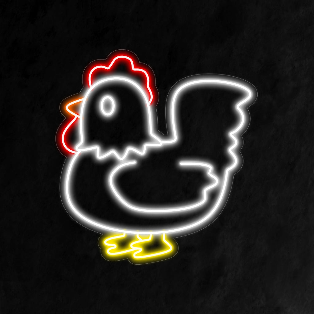 "Chicken Neon Sign" ��� Ett knäppt och charmigt neonljus som visar upp en nyckfull kycklingdesign, som ger ditt utrymme lekfulla vibbar och kulinarisk charm.