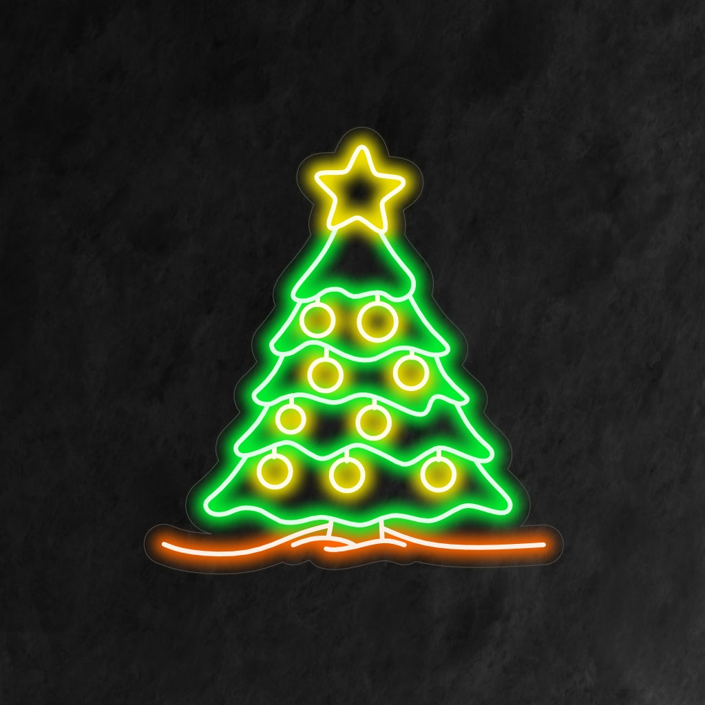 "Christmas Tree with Star Neon Sign" är ett festligt och klassiskt tillskott till din inredning med semestertema. Ett neonljus som fångar magin hos en dekorerad julgran.
