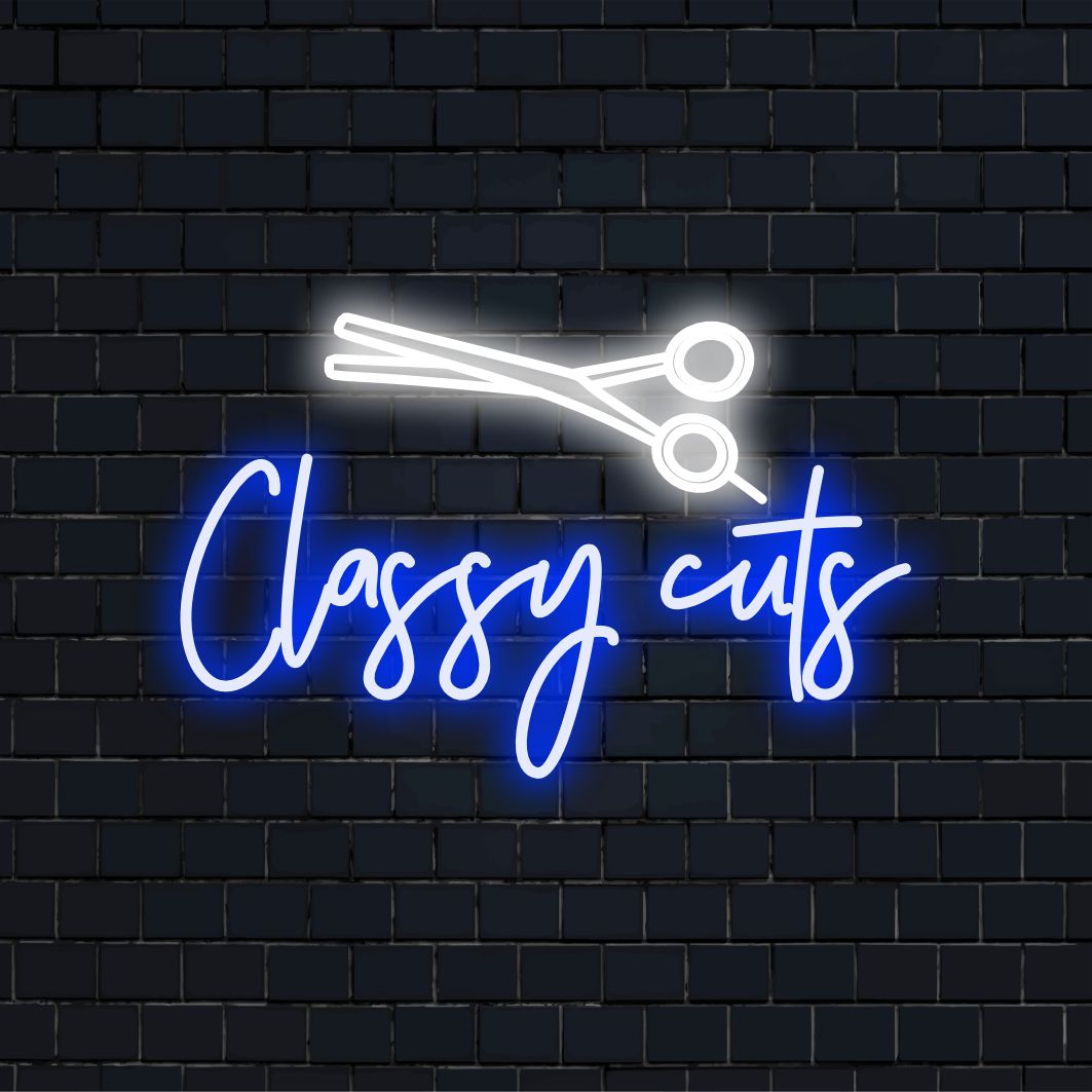 Anpassad LED neonskylt med en elegant blandning av text och grafik, perfekt för chic och modern väggdekoration.