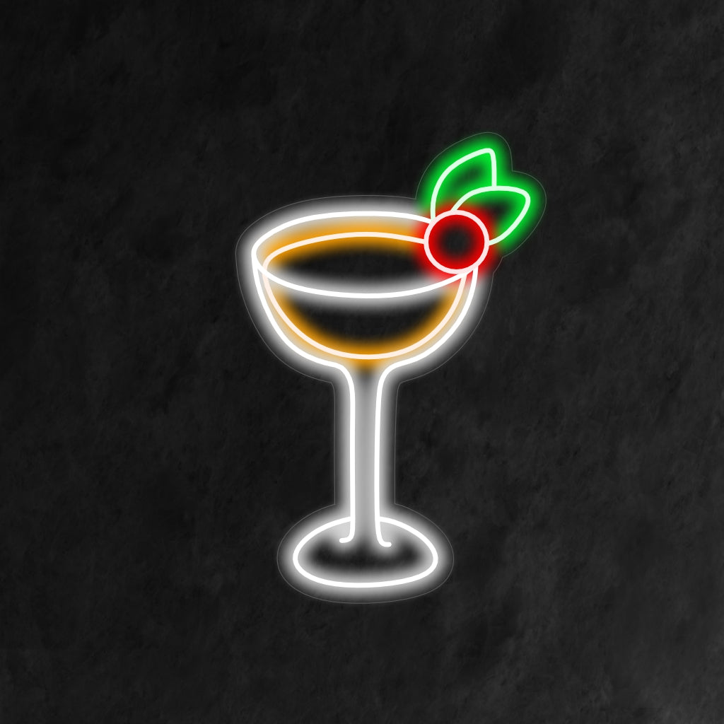 "Cocktail Neon Sign" ��� Ett elegant och levande neonljus som visar upp en klassisk cocktailglasdesign, som ger ditt utrymme en livlig och livlig atmosfär.