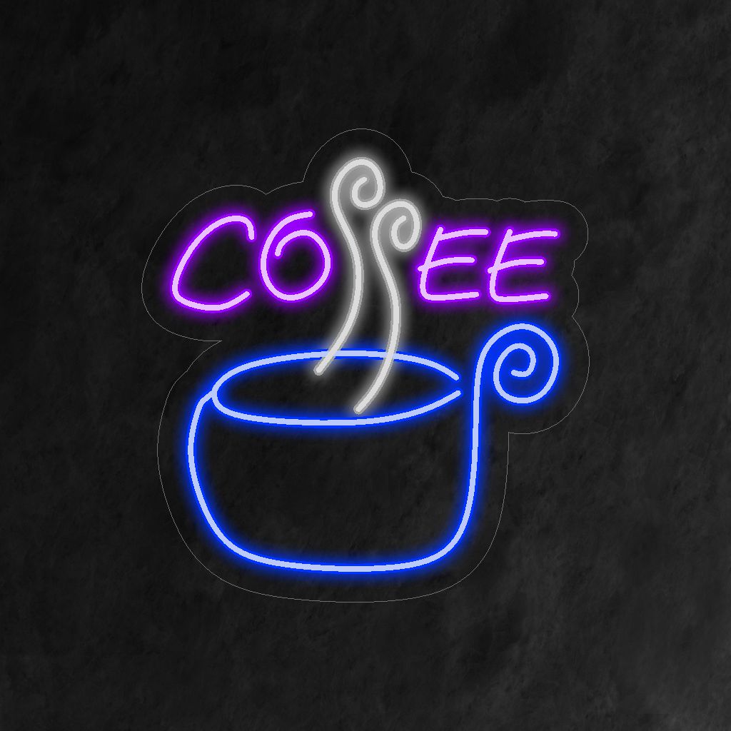 "Coffee Neon Sign" ��� Ett varmt och inbjudande neonljus som visar ordet "Coffee", som ger ditt kafé eller kök en rik och aromatisk atmosfär.