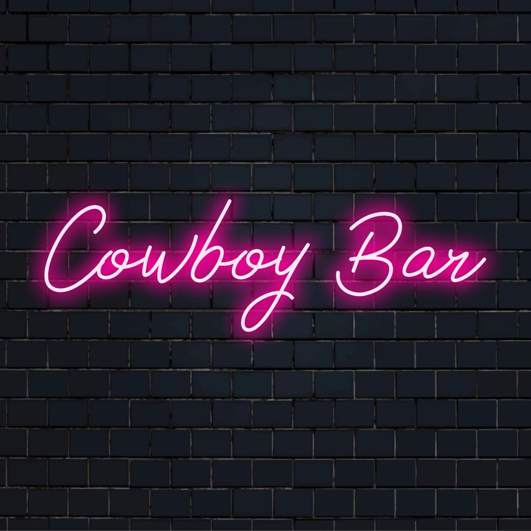 Vibrant Cowboy Bar LED neonskylt med en anpassad westernstil, perfekt för rustik atmosfär och neonväggkonst.