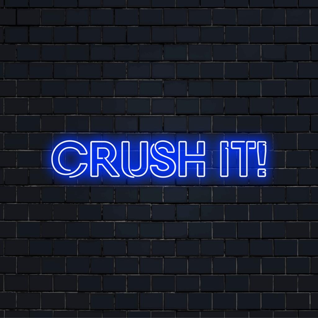 Vibrant Crush It! neonskyltar utstrålar motivation; perfekt LED väggdekor eller personlig konst. Skräddarsydd glöd för alla utrymmen.