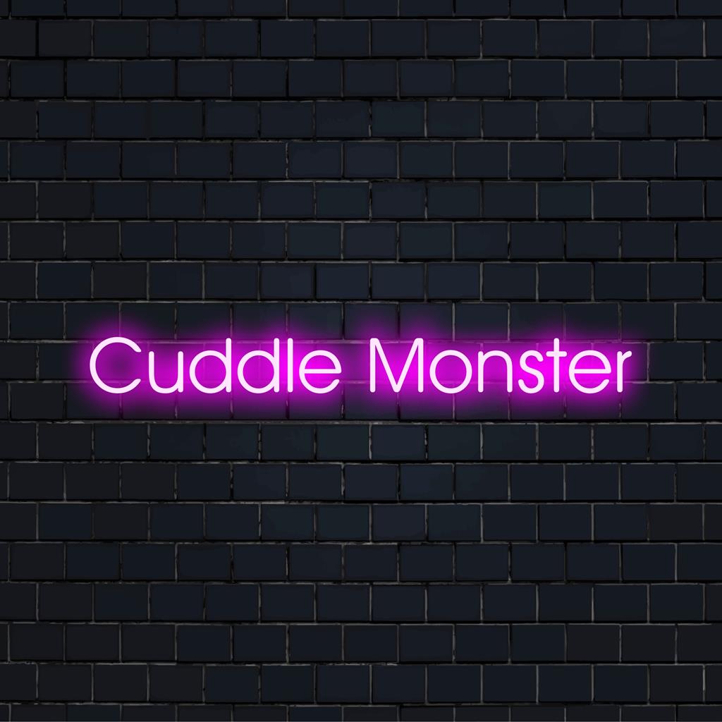 Vibrant Cuddle Monster LED neonskylt, perfekt för att lägga till lekfull charm och modern neonljusdekor till alla utrymmen.