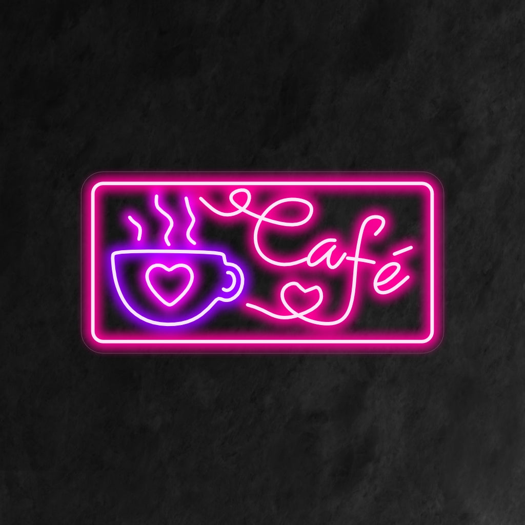 "Cute Coffee Cup Cafe Neon Sign" ��� Ett charmigt och inbjudande neonljus som visar upp en söt kaffekoppsdesign, som ger ditt kafé eller kafé värme och härlig atmosfär.
