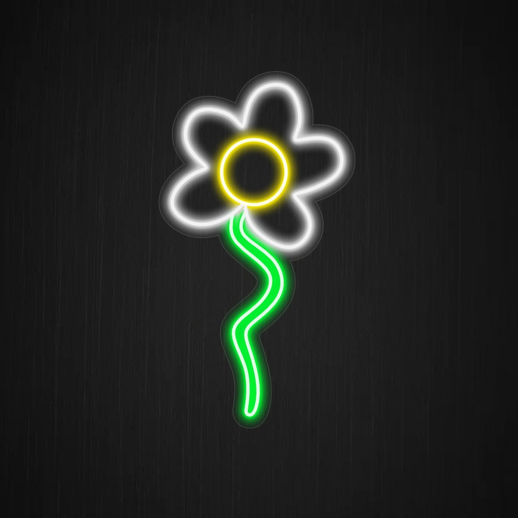 "Daisy Neon Sign" lyser upp med ett strålande sken och ingjuter ditt utrymme med fridfulla och upplyftande vibbar inspirerade av prästkragarnas naturliga skönhet.