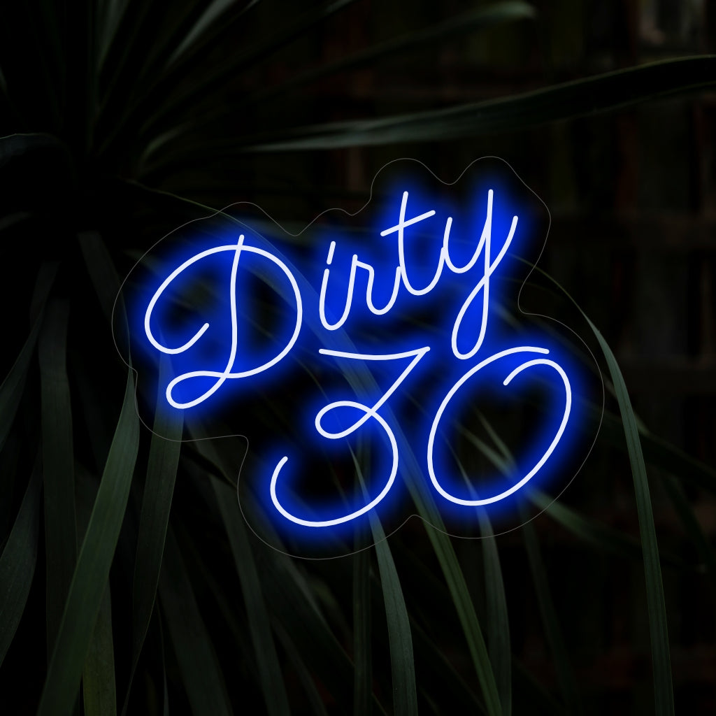 "Dirty 30 Neon Sign" lyser upp med ett levande sken och ger firandet en lekfull och livlig atmosfär, perfekt för att markera milstolpen att fylla 30.