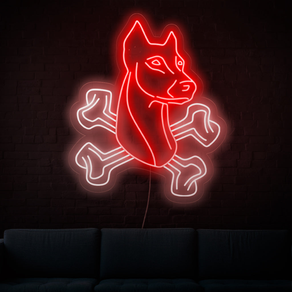 "Doberman Neon Sign" lyser upp med ett djärvt sken och ger ditt utrymme den styrka och lojalitet som förknippas med denna ikoniska hundras, perfekt för hundentusiaster och miljöer med husdjurstema.