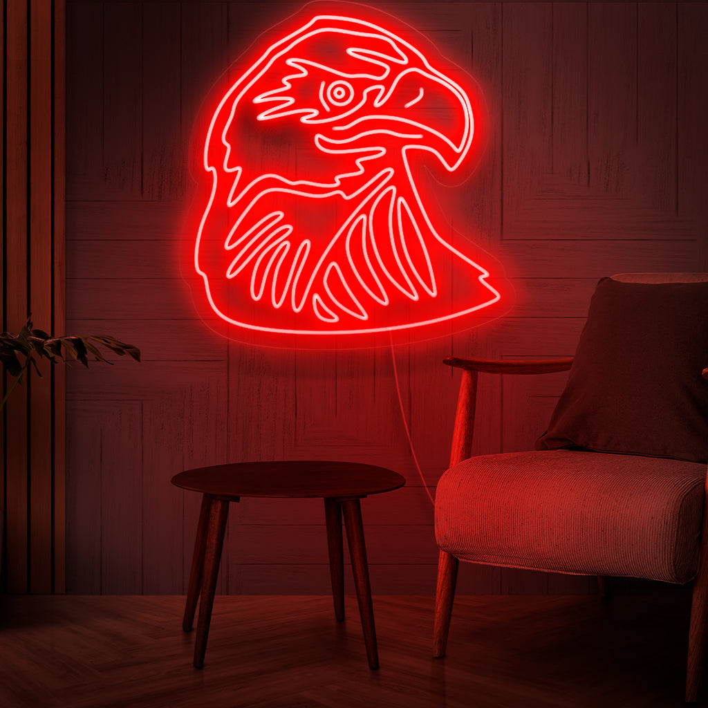 "Eagle Neon Sign" svävar i höjden med ett djärvt sken, perfekt för patriotiska utrymmen och utrymmen med vilda djur som fångar den majestätiska andan hos denna ikoniska fågel.