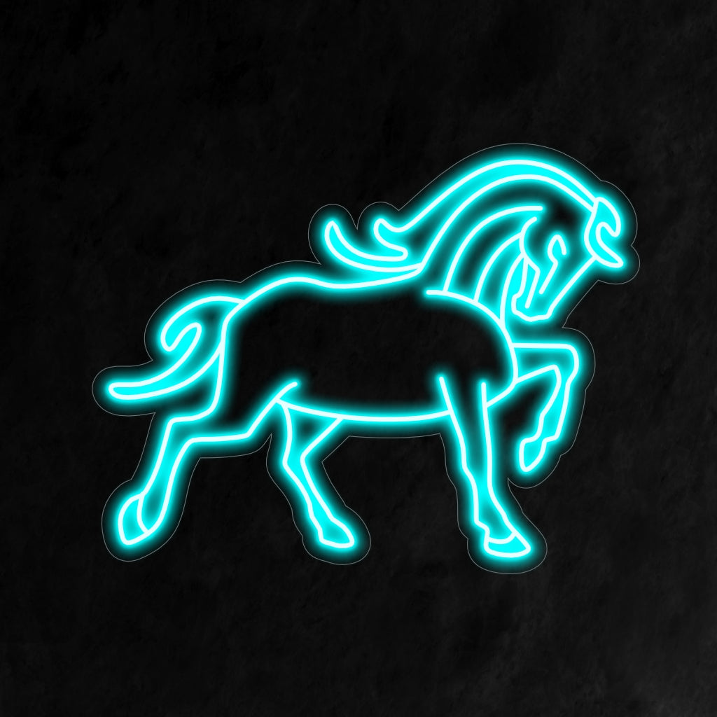 "Elegant Horse Neon Sign" lyser upp med elegans och sofistikering, perfekt för ridutrymmen och eleganta arenor, som visar upp skönheten och elegansen hos majestätiska hästar.