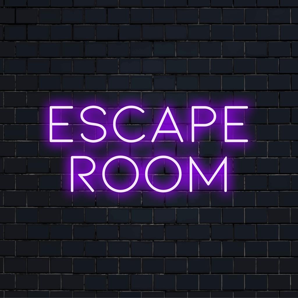 Livlig anpassad LED-neonskylt med texten "Escape Room", perfekt för unik neonväggkonst och personlig inredning i rummet.