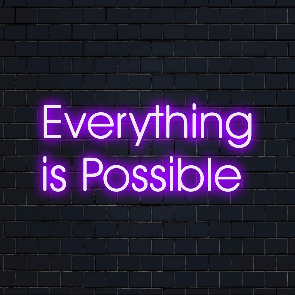 Anpassningsbar LED-neonskylt med motivationsfrasen Everything Is Possible; ett livfullt tillskott till alla utrymmen.