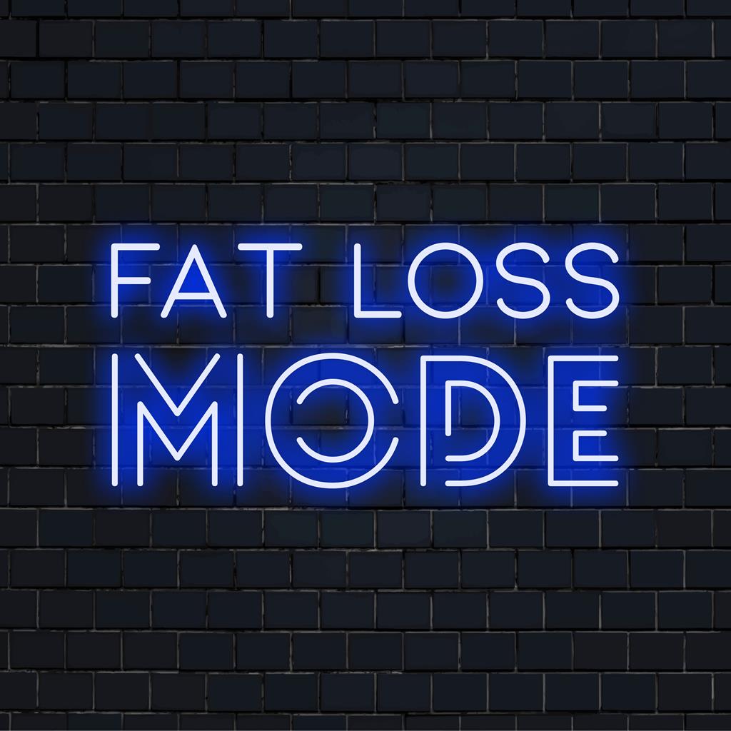 Skräddarsydd LED neonskylt som lyser upp Fat Loss Mode, perfekt för träningsmotivation. Neon väggkonst, personlig LED-dekor.