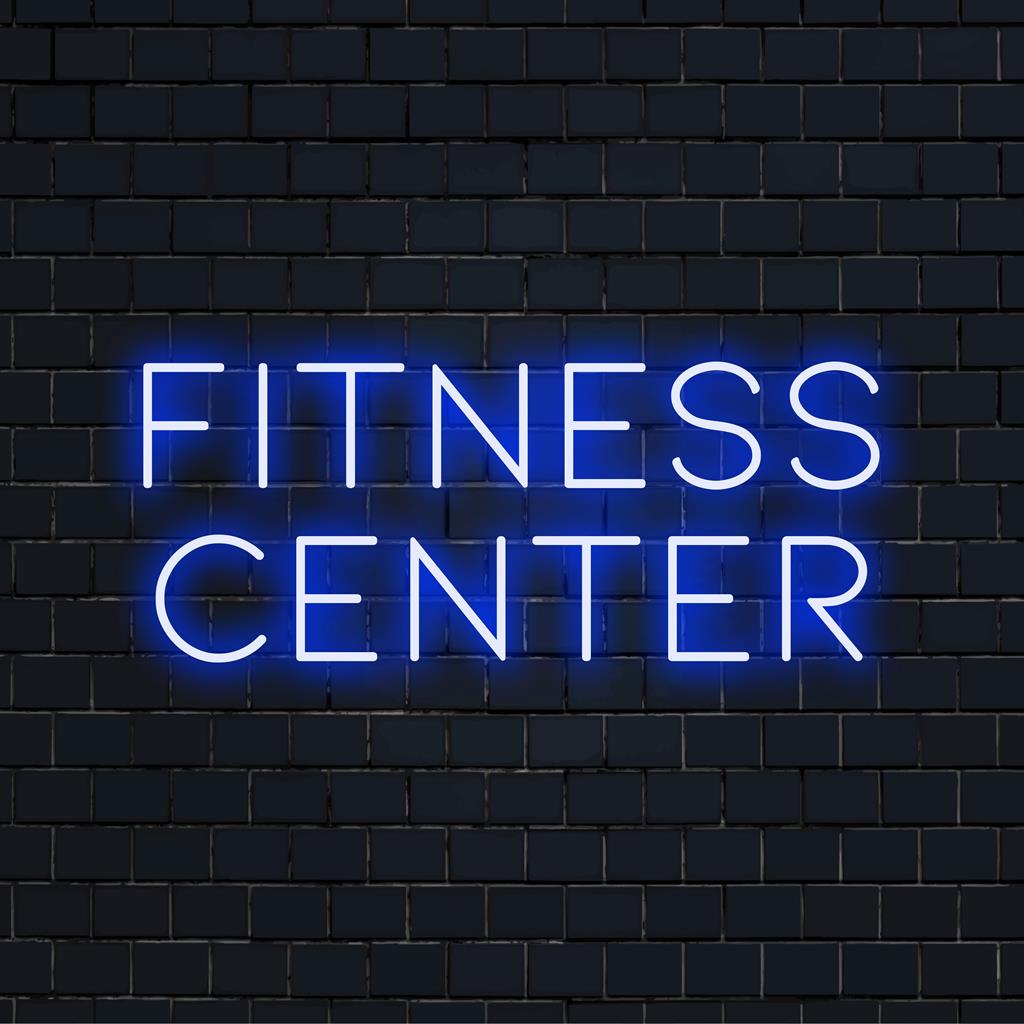 Anpassad LED-neonskylt för ett fitnesscenter med modern estetisk och levande handgjord konst, perfekt för dynamiska utrymmen.