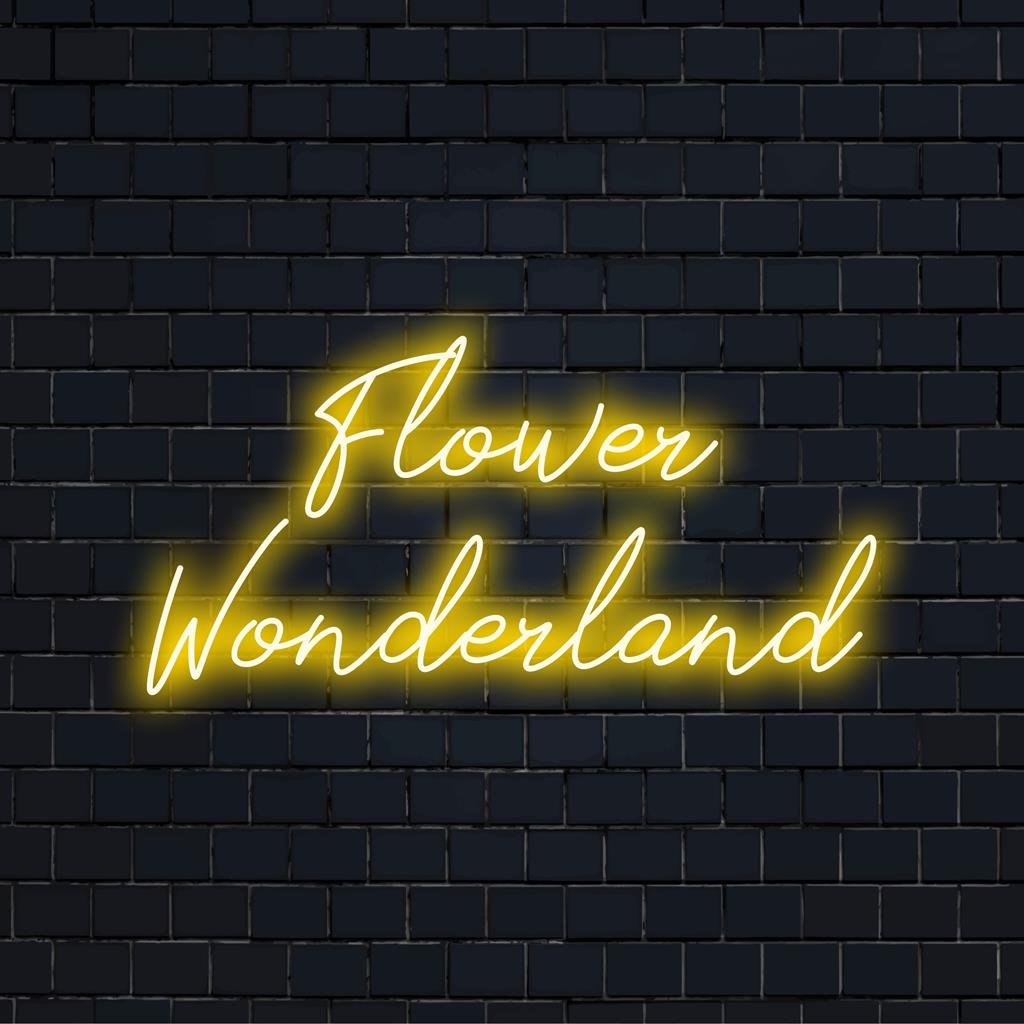Levande och förtrollande Flower Wonderland anpassade LED-neonskylt, perfekt för unik neonljusinredning och personliga utrymmen.
