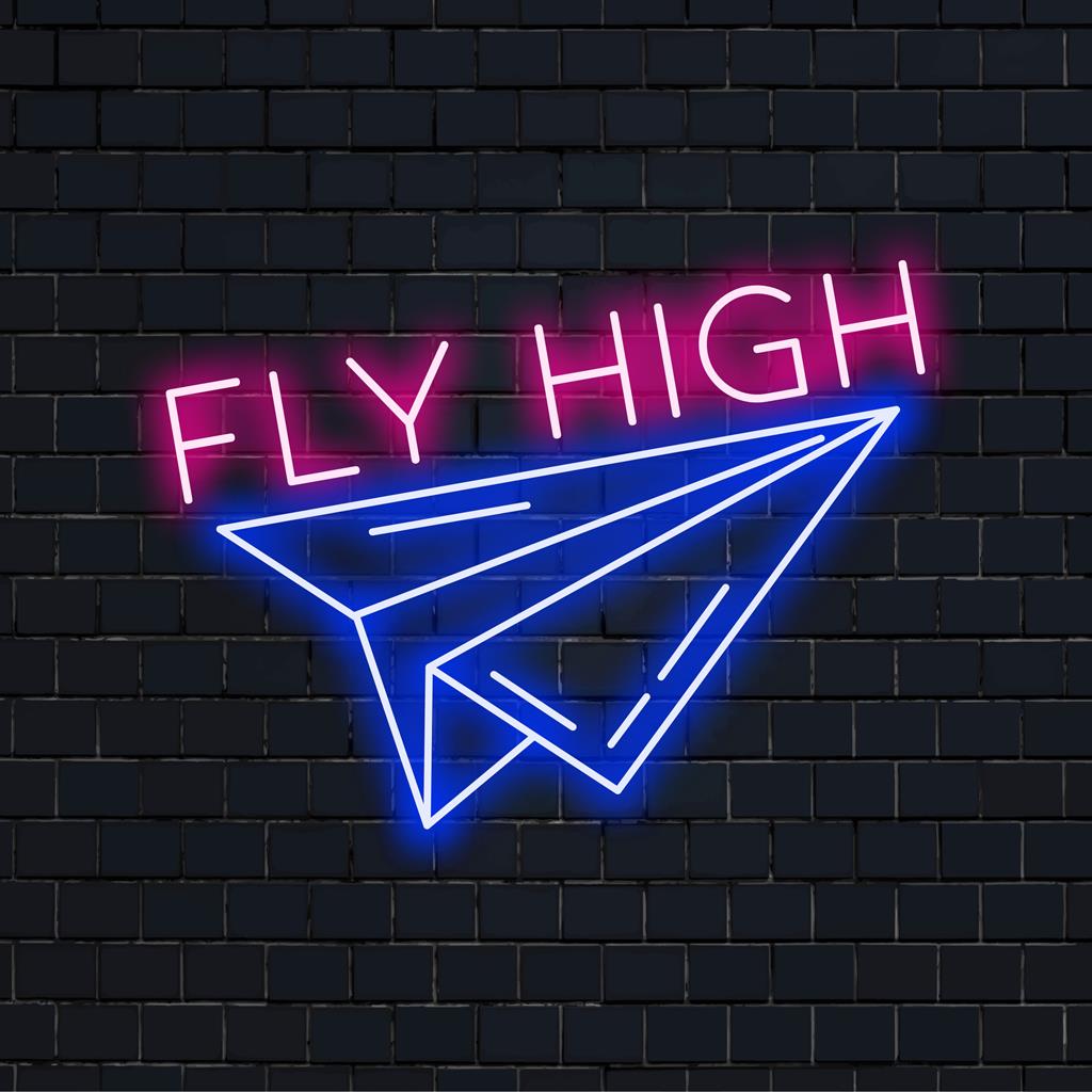 Anpassad LED neonskylt med ett pappersflygplan; perfekt för unik väggkonst och levande neonljusdekor.
