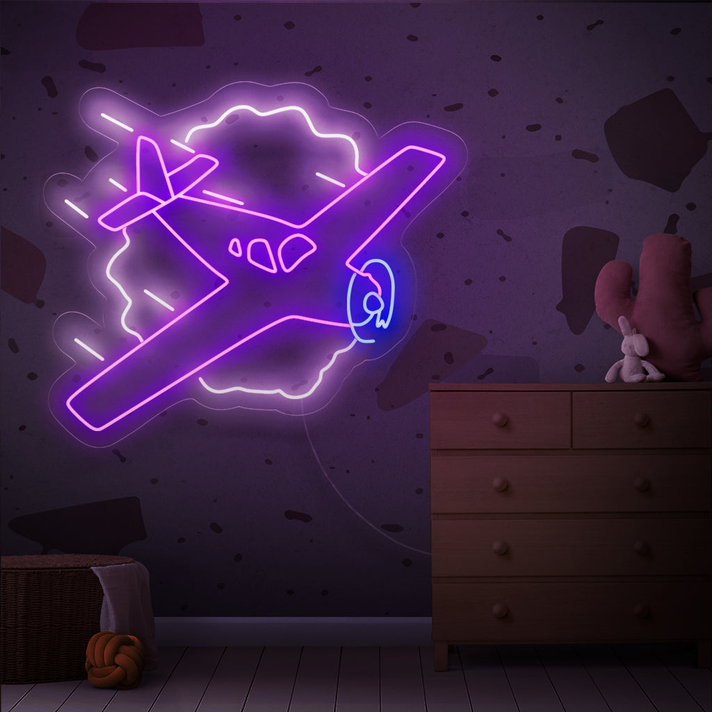 "Flying Aircraft Neon Sign" - Svävande med dynamisk energi, perfekt för utrymmen med flygtema och de som omfamnar spänningen med flyg.