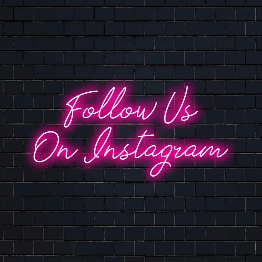 Anpassat LED-neonljus med följ oss på Instagram-text, perfekt för att skapa varumärkesinredning och lägga till en modern touch till alla utrymmen.