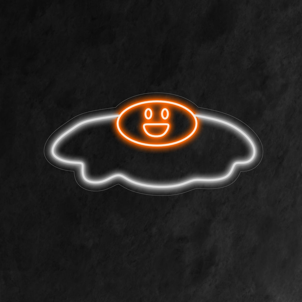 "Stekt ägg Neonskylt" - Frysande med frukostcharm, perfekt för kaféer och frukostställen, som firar glädjen med solsidan uppåt av ett stekt ägg.