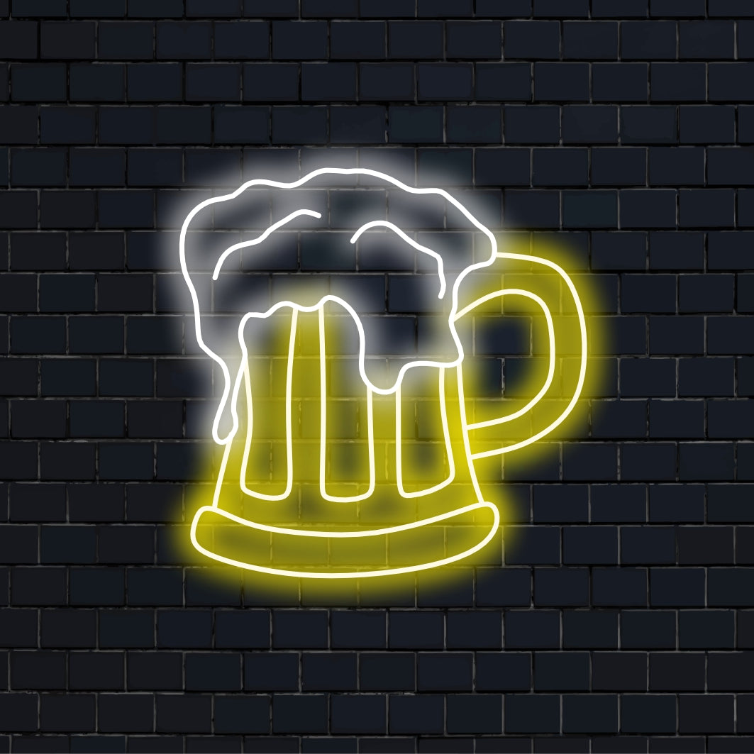 "Frothy Beer Neon Sign" - Bubblande av pubvibbar, perfekt för barer och bryggerier, för att fira glädjen med en kall, skummande öl.
