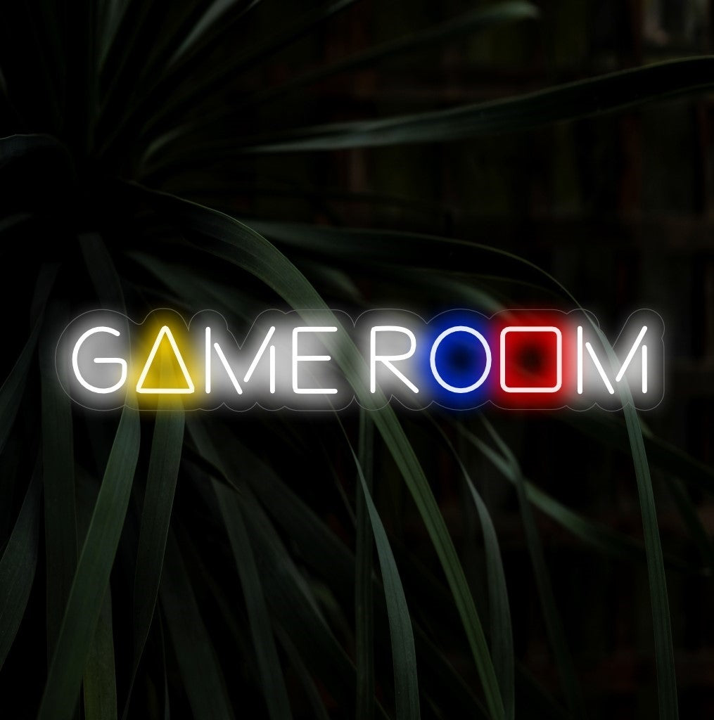 "Game Room Neon Sign" - Lyser upp det roliga, en viktig del för spelrum och underhållningsutrymmen, skapar en livlig atmosfär för spelentusiaster.