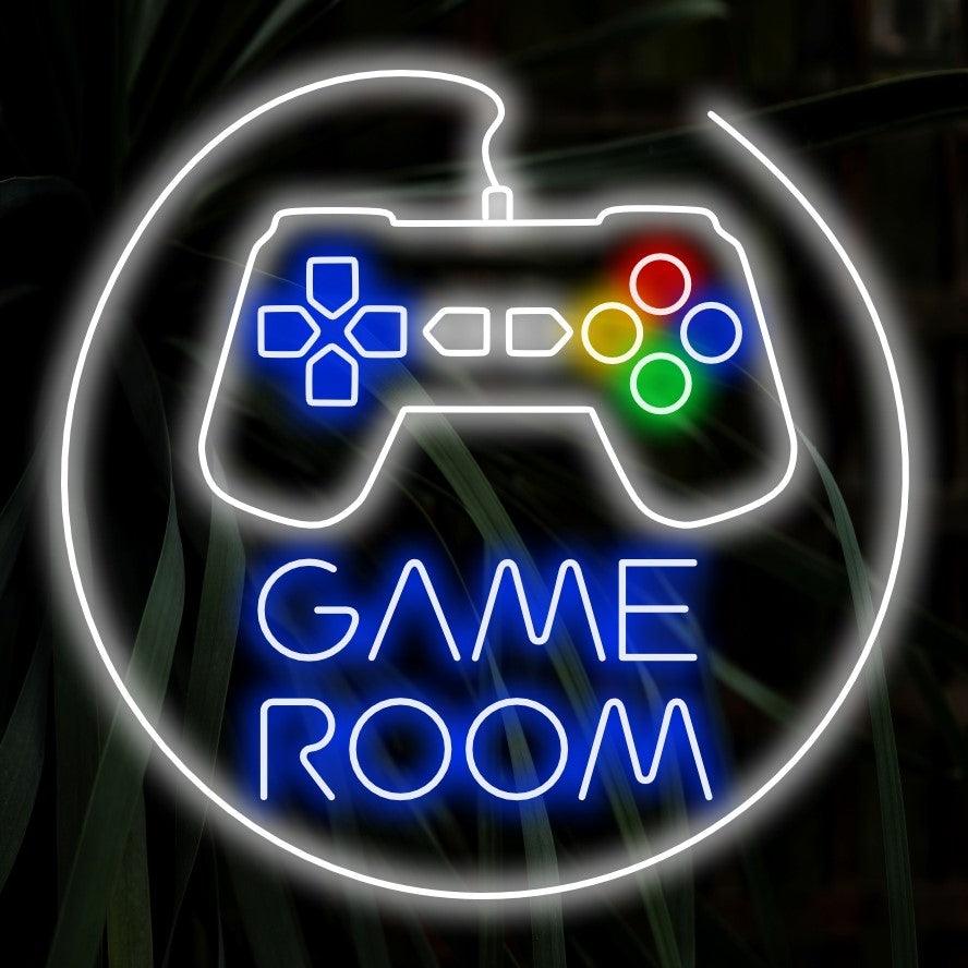"Game Room Neon Sign" - Lysande med lekfulla vibbar, ett måste för spelrum och underhållningsutrymmen, vilket skapar en fristad för spelentusiaster.