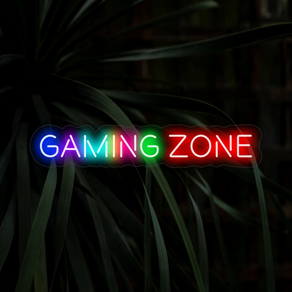 "Gaming Zone Neon Sign" - Pulserande av spelets energi, ett viktigt tillskott till spelrum och underhållningsutrymmen, vilket skapar en dedikerad zon för uppslukande spelupplevelser.