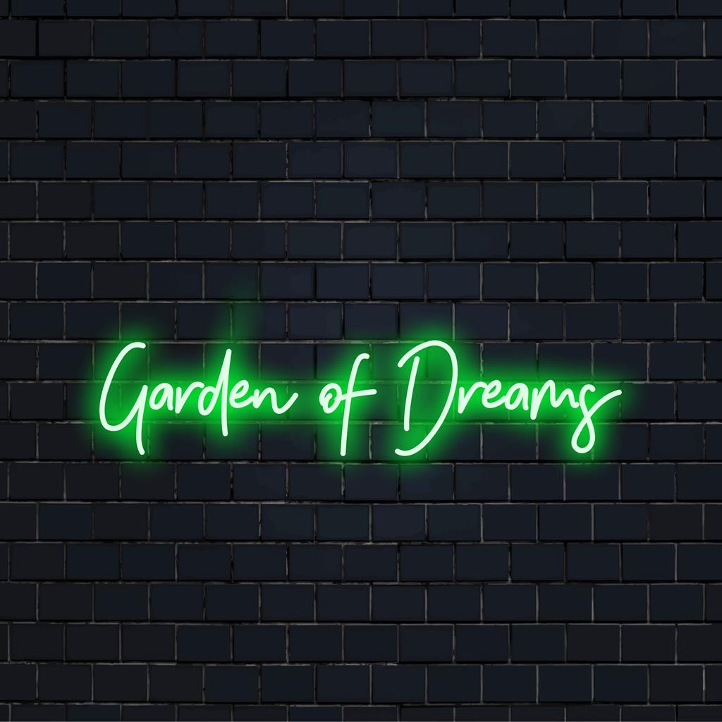 Anpassad LED-neonskylt med Garden Of Dreams ��� en levande touch av personlig neonkonst för alla utrymmen.
