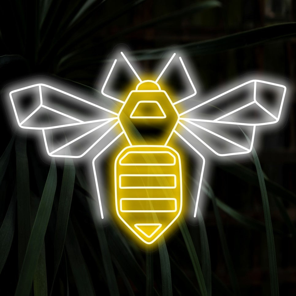 "Geometric Bee Neon Sign" - surrande med modern design, perfekt för samtida utrymmen och konststudior, som fångar den konstnärliga tjusningen av geometriska mönster och natur.