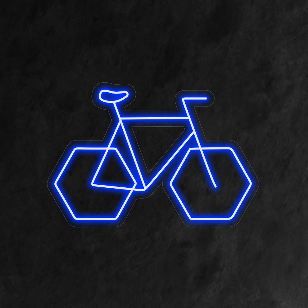 "Geometric Bike Neon Sign" - Trampa med modern stil, perfekt för cykelaffärer och cykelentusiaster, fånga fusionen av geometri och kärleken till cykling.