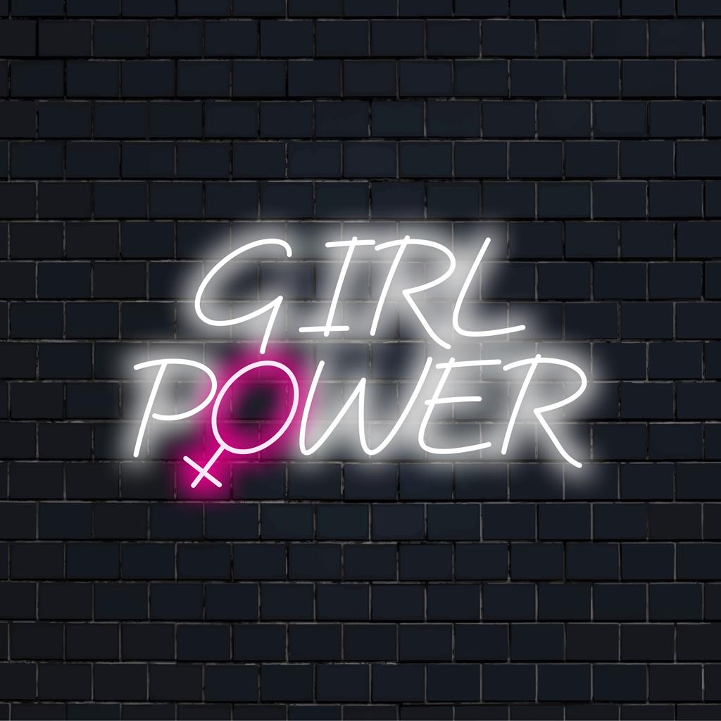 Anpassad livfull Girl Power LED neonskylt, perfekt för att anpassa utrymmen med stärkande och elegant neonväggkonst.