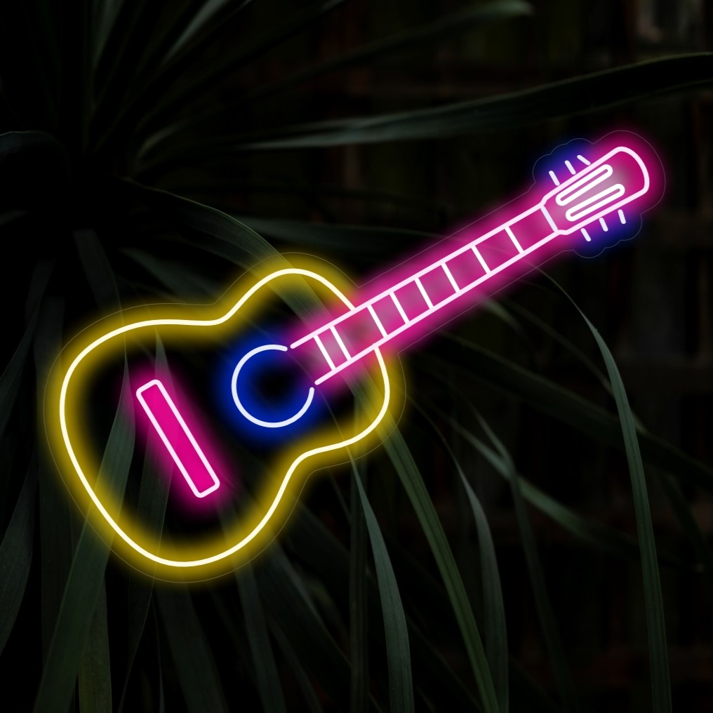 "Guitar Neon Sign" - Slår ett ackord av musikalisk atmosfär, perfekt för musikstudior och nöjesställen, som ger genklang med kärleken till gitarrer och musik.