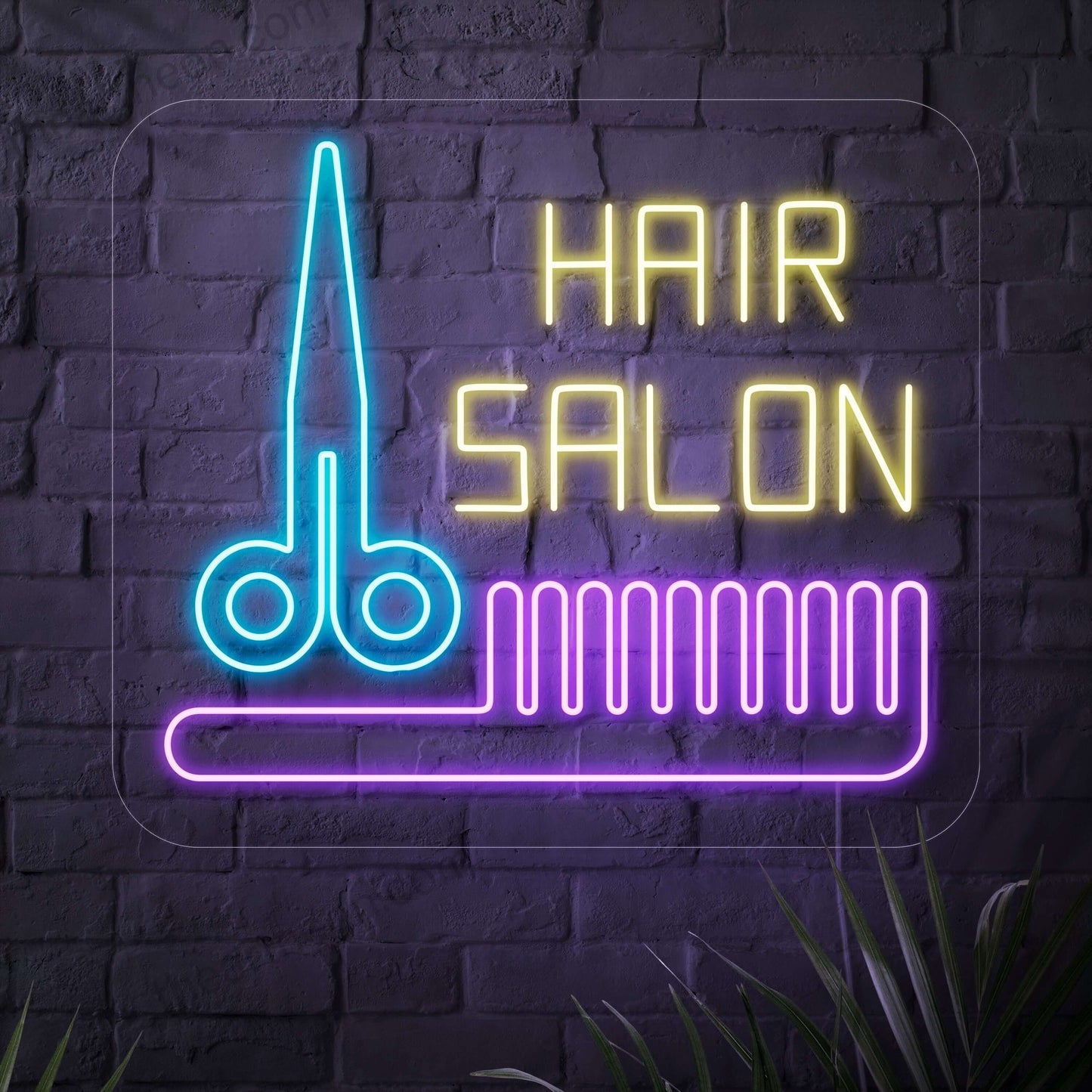 "Hair Salon Neon Sign" - Utstrålar en chic och stilfull atmosfär, perfekt för salonger och skönhetssalonger, skapar en inbjudande atmosfär för trendiga och moderna hårtjänster.