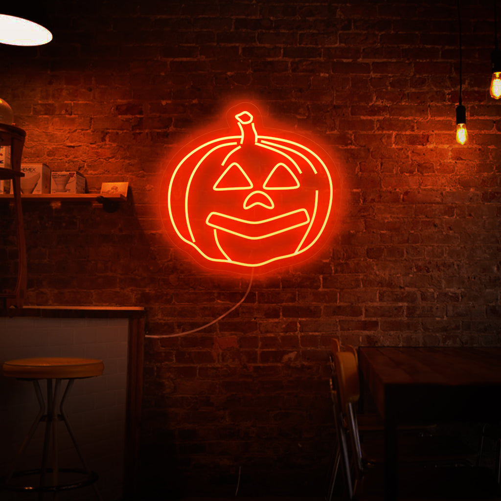 "Halloween Pumpkin Neon Sign" - Väcker en klassisk Halloween-symbol till liv, perfekt för Halloween-fester och hemsökta attraktioner, som fångar säsongens ikoniska anda.