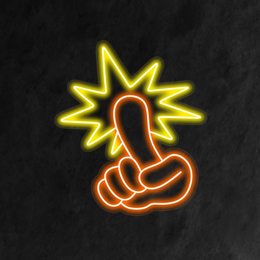 "Hand Pointing Neon Sign" - Riktar uppmärksamheten med en unik känsla, perfekt för konstinstallationer och vägvisande skyltar, vägledande fokus på ett distinkt och visuellt engagerande sätt.