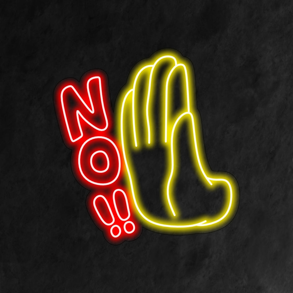 "Hand and No Neon Sign" - Levererar ett tydligt och direkt budskap, perfekt för utrymmen där det är viktigt att ange begränsningar eller gränser, såsom offentliga områden eller arbetsplatser.
