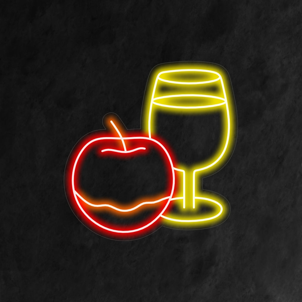 "Healthy Drink And Apple Neon Sign" - Främjar en hälsomedveten atmosfär, perfekt för juicebarer, fitnessstudior eller andra utrymmen som uppmuntrar till en hälsosam och balanserad livsstil.