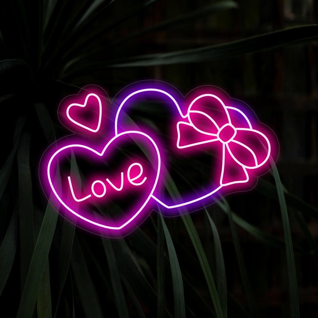 "Heart Shaped Gift Box Neon Sign" - Utstrålar kärlek och överraskning, perfekt för presentbutiker, romantiska tillfällen eller vilket utrymme som helst som vill förmedla känslor av värme och tillgivenhet.