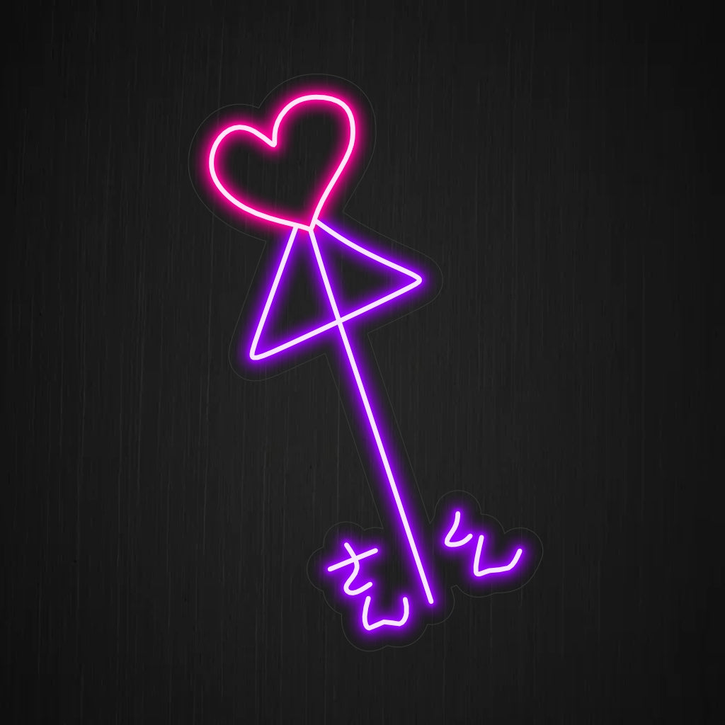 "Heart and Arrow Neon Sign" - Symboliserar kärlek och tillgivenhet, perfekt för utrymmen som hyllar kärlekshistorier, bröllop eller romantiska atmosfärer.